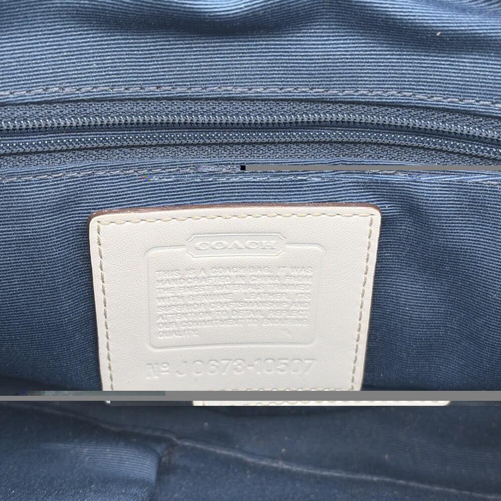 COACH Handbag Signature Denim Leather Tassel Gold Hardware Canvas Y2K White Blue - Picture 14 of 16